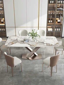 Lumina de lux vânt rock placă de masă postmodern simplu designer de uz casnic de mici high-end dreptunghiulară masă masă și scaun combinat