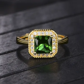 Nou stil nobil smarald pătrat imitație turmalina verde deschis inelul de sex feminin
