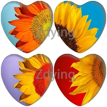 ZDYING Forma de Inima Sticlă Cabochon Jumătate de Floarea-Imagine Fotografie Flatback Bază Tava Goală DIY Cercei Bijuterii Brosa Concluziile