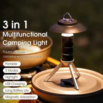 Multi-funcție Reîncărcabilă Camping Lumina Portabil în aer liber Camping Lanternă Lumină de Urgență Agățat Cort de Lumină Puternică Lampă de Lucru