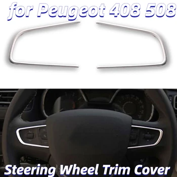 Din Oțel inoxidabil Volan Masina Benzi Decorative de Acoperire Ornamente Autocolante se Potrivesc pentru Peugeot 408 508 2014 2015