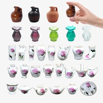Mini Rose Vaza Ceramica Artizanat Colectie Model În Miniatură Rășină De Simulare Vaza Desktop Mini Decor Creativ Buzunar Opera De Arta