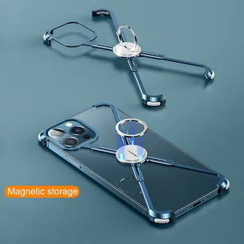Metal Armor Telefon Caz Pentru iPhone 14 13 pro 14 pro Max Cazuri de Lux, Cadru de Metal în Formă de 