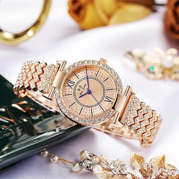 De Lux Student De Lux Diamant, Cuarț Ceas Simplu Temperament Feminin Bandă De Oțel De Mari Dimensiuni Cadran Ceas Reloj De Mujer En-Gros
