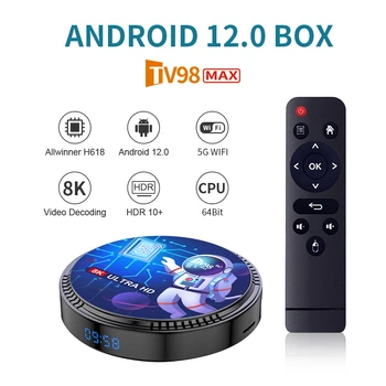 TV98 MAX TV Box Android 12.0 2GB 16GB 2.4 G 5G Dual WIFI Set Top Box BT5.0 Allwinner H618 Quad Core IPTV TVBOX CUTIE