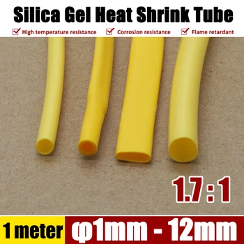 1Meter Dia 1mm-12mm Galben Gel de Siliciu de Căldură Psihiatru Tub De 1,7:1 Termica Cablu Manșon Cablu, Izolate Sârmă Heatshrink Tub