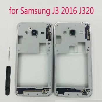 Carcasa Mijloc Rama Pentru Samsung Galaxy J3 2016 J320 J320F J320H Telefon Original Șasiu Nou aparat de Fotografiat Lentilă de Sticlă Butonul + Instrumente