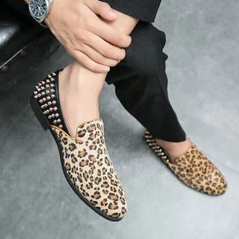 New Sosire Leopard De Imprimare De Design De Moda Oamenii De Banchet, Rochii De Bal Respirabil Vacă Din Piele Pantofi Slip On De Conducere Pantofi De Tineret Haimana