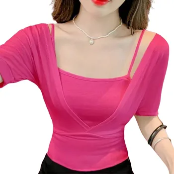 4XL Femei Bluze de Vara Subtire cu Maneci Scurte Birou V-Neck Culoare Solidă Doamna de Moda cu Maneci Scurte Îmbrăcăminte pentru Femei Topuri WY0858