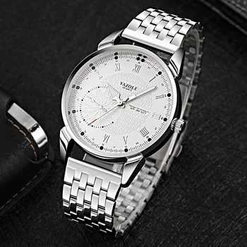 YAZOLE mai Recente din Oțel Inoxidabil Reloj Bărbați Ceasuri de Lux, Argint Metal Cuarț Ceasuri de mana OEM Impermeabil Ceasuri