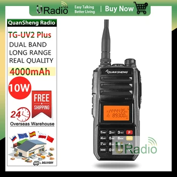 QuanSheng TG UV2 Plus 10W Walkie Talkie Baterie de 4000mAh Două Fel de Radio Antena 10 KM de Camionagiu de Emisie-receptie UHF VHF TG-UV2 Plus