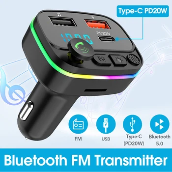 Auto Bluetooth 5.0 Transmițător FM Auto cu MP3 Player Mari Microfon Dual USB Încărcător Rapid QC3.0 PD20W Electronice Auto Accesorii