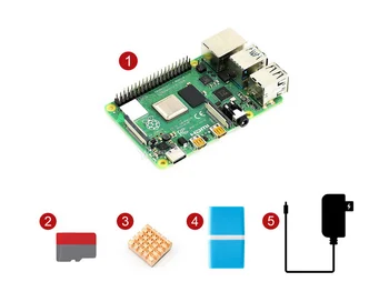 Raspberry Pi 4 Model B 8G Starter Kit, Părți Esențiale, 16GB micro SD card, radiator, adaptor de alimentare