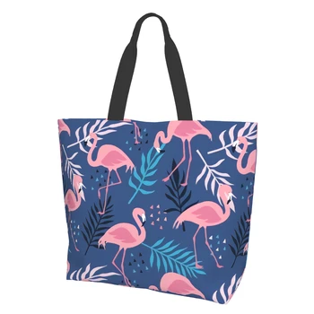 Geanta Tote pentru Femei Tropical Flamingo Pungi de Cumpărături Refolosibile, Geanta de Plajă
