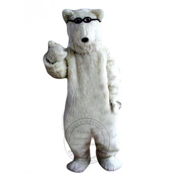 New Adult Ochelari Alb Polar Bears Mascota Costum Petrecere de Ziua Anime cosplay Ad Îmbrăcăminte