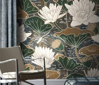 beibehang personalizate instalație Modernă de flori de lotus retro tapet pentru camera de zi de decorare Acasă Decor de Perete de Hârtie murale de perete care acoperă