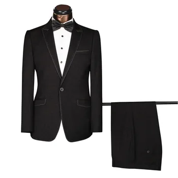 Costume negre pentru Om 2 buc Singal rânduri Rever Gât de Afaceri High-end Costum Pentru Cavalerii de onoare de Nuntă Sacou se Potrivesc Subțire pentru Bărbați Îmbrăcăminte