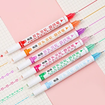 LE 6Pcs/set Dublu Model de Linii de Contur Art Marker în Mână Copia Cont de Multi-Colorate Curba Pen iute Uscat Mark Pictura Evidențiere