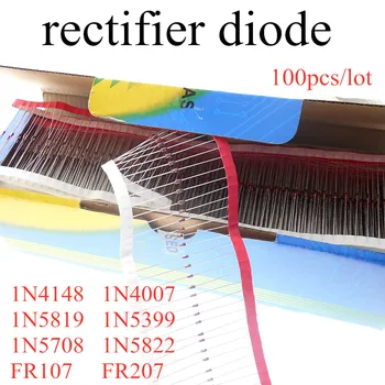 diodă redresoare 100buc/lot 1N4148 1N4007 1N5819 1N5399 1N5822 1N5408 FR207 FR107 FACE-35 de Comutare cu Diode ST Inregistrat Pachet de Sticlă