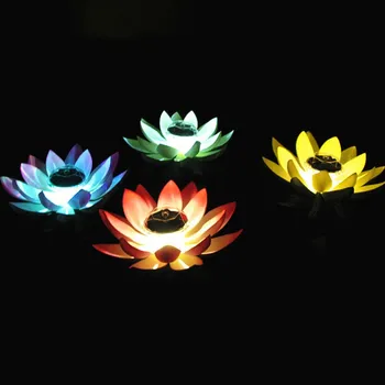 Romantic Floare de Lotus Solar/Baterie Lumina de Noapte Schimbare Culoare Floare de Lotus Piscina a CONDUS Lumina starea de Spirit Romantic Lampa Decor Acasă