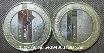 Europa-Slovenia 30-a Aniversare a Independenței Naționale în 2021 3 Euro Dublu Culoare Bimetal Comemorative Coin100% Original