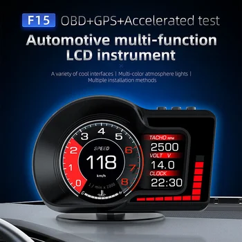 F15 Auto cu Display Head-Up Display HUD OBD2 GPS Sistem Dual de Mașină Indicator Vitezometru funcția de Alarmă Electronice Auto Accesorii