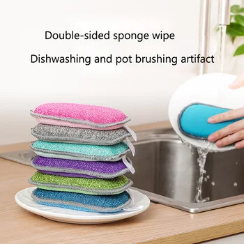2 buc Laterale Duble de spălat Vase Burete Pan fel de Mâncare de Spălare Bureți de Curățare de uz Casnic Instrumente de Bucatarie Tacamuri de Spălat Vase Perie