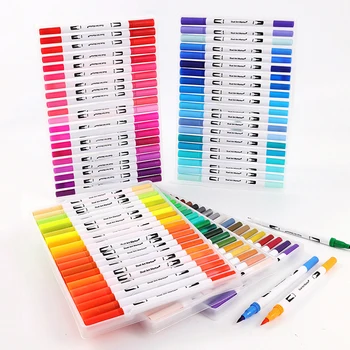 12/18/24/36/48/72/100 Culori Dual Perie de Artă Markeri Pen Bine Indicație și Vârf de Pensulă Acuarelă Stilouri pentru Desen Pictura Papetărie
