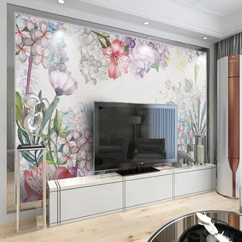 beibehang Personalizate 3d Tapet Mural Europene Acuarelă cu Flori Pictura pe Perete Fluture Artă Murală Camera de zi Canapea Tapet 3d