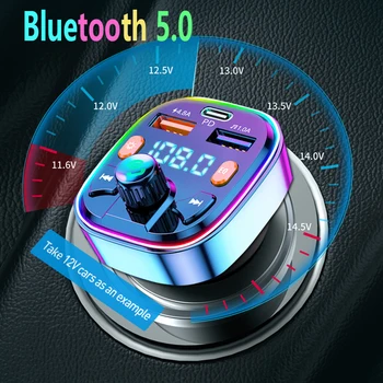 Bluetooth 5.0 Transmițător FM Auto cu MP3 Player 18W PD Încărcare Rapidă Suport Disc U Lossless Music Player Wireless Handsfree Car Kit