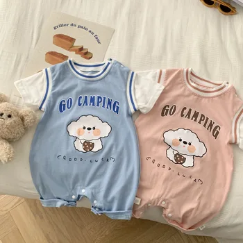 Haine pentru copii 0-2 ani vară băiat și fată copil fals două piese romper baby scrisoare haine
