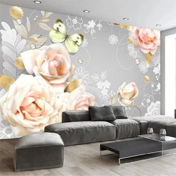 Beibehang Personalizate 3d tapet simplu murală high-end fantezie moderne a crescut pearl TV de fundal gazete de perete decor acasă tapet 3d