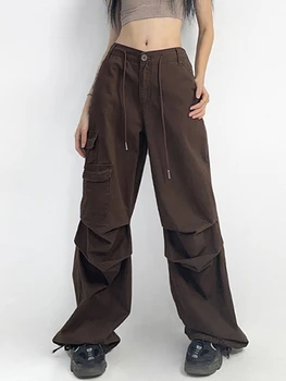 Vintage Streetwear Pantaloni de Marfă Y2k Supradimensionate Femei pantaloni Pantaloni Drepte Harajuku coreean Mozaic de Buzunar de la Pantaloni 2000