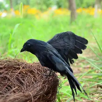 Simulare Black Crow Halloween Detașabil Pene De Pasăre Artificială Corbul Corbul Propunerii De Groază Înfricoșător Decoratiuni Pentru Gradina Consumabile Partid