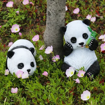 În aer liber simulare animal panda rășină sculpture park forest lawn vila curte peisaj decor ambarcațiuni mici ornamente