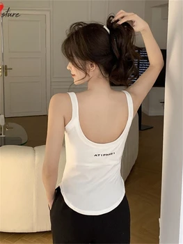 Vara Tricou Femei T-Shirt Femei Haine Topuri Slim Tricou Femei Fără Mâneci Femeile Slabe Rezervor Sexy Canale Y2k Crop Top Căpăstru