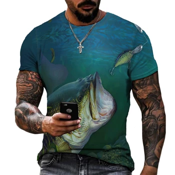 Noi de Pescuit Tricou Casual, Stil de Pește Digital 3D de Imprimare T-shirt Barbati Femei Tricou de Vara cu Maneci Scurte O-gât Topuri&Tricouri