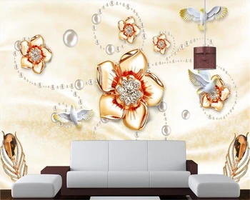 beibehang hudas frumusete de Aur cu diamant floare romantic European bijuterii tapet gazete de perete decor acasă papel de parede 3d