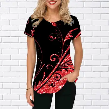 Vara Femeile Flori T-shirt de Imprimare 3D Tricotaje Moda de Top Harajuku Tricotaje Abstract Plus Dimensiunea Pulover O-Gât de Bază T-shirt