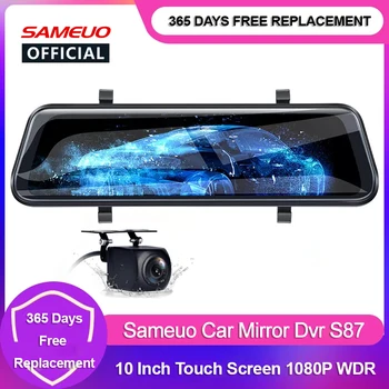 Sameuo Oglindă Camera Auto Dvr 10inch Touch Screen Recorder Video Retrovizoare WDR 1080P Dash Cam din Față și din Spate Camera Auto Black Box