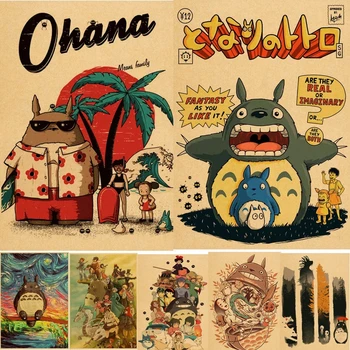 Anime Hârtie Kraft De Colectare Poster Miyazaki Pictura De Imprimare Retro De Perete De Arta Totoro Murala Pentru Familie Camera Copiilor Decor Poze