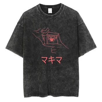 Anime Drujba Hip Hop Supradimensionate Spălat tricouri Barbati Negru Vintage Teuri Topuri de Moda pentru Bărbați Liber Casual Tricou Barbat Femei Tricou