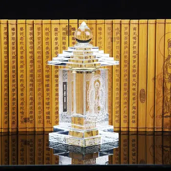 1 BUC Creative sticla de cristal poate ține lucrurile pentru a sprijini pagoda forma, decor acasă, cristal stupa ornamente feng shui