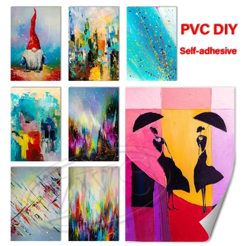 Picturi abstracte de Arta de Perete Tapet PVC autoadezive Colorate Imagine HD Clasic de Imprimare Postere Pentru Camera de zi Decor Acasă