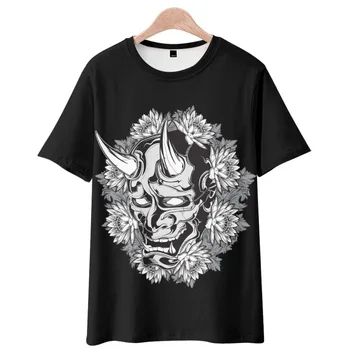 Noua Moda Barbati Black Demon Imprimare tricou de Vara cu Maneci Scurte Hip Hop Teuri Strada Casual Barbati Tricouri Topuri