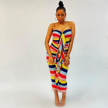 African Rochii pentru Femei 2022 Noua Moda Sexy rochie fără Mâneci Strapless Dungi de Imprimare Fuste Lungi Sân Folie Kanga Îmbrăcăminte