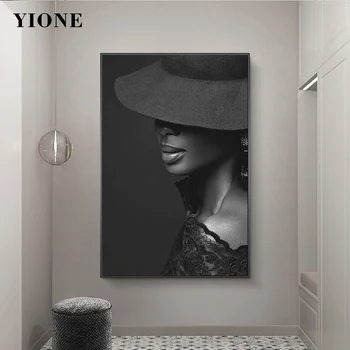 Moda Femeie De Culoare Panza Pictura Personalizate Artă Africană Imagine Figura Moderne Poster De Imprimare Camera De Zi Dormitor Perete Decor Acasă