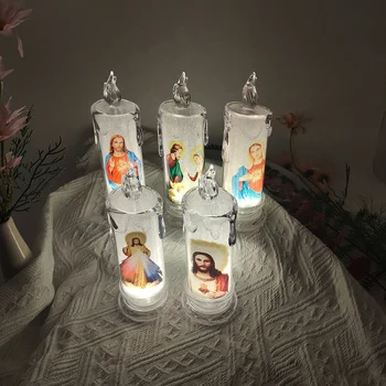 Isus Virgin Hristos Lampă Lumânare Romantic Ceai Lumina Electronice fără flacără LED Deco