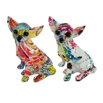 Animale Statuie Graffiti Chihuahua Statuie pentru Office Acasă Accente de Decor Cadou