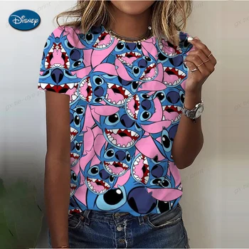 Disney Lilo & Stitch Tricou Nou Kawaii Femei Grafic de Imprimare Tricou Drăguț 90 Fete Casual de Vara cu Maneci Scurte Topuri Tee Dropship